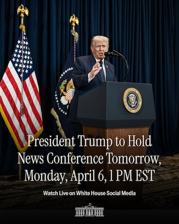 La portavoz del presidente, Karoline Leavitt, informó en un mensaje en su cuenta de X y que el mandatario responderá preguntas de la prensa luego de la elevada demanda registrada el domingo, con foco en el conflicto en Medio Oriente