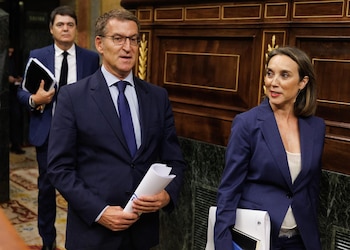 Cuca Gamarra y Alberto Núñez Feijóo en el Congreso de los Diputados (Eduardo Parra - Europa Press)