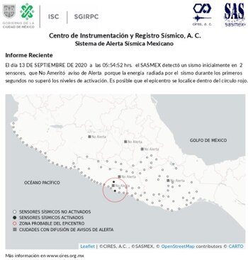 Localización del tercer sismo registrado