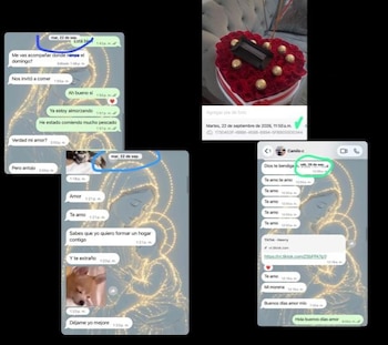 María Camila Sepúlveda compartió capturas de mensajes para señalar que mantuvo compromisos con el influenciador hasta finales de septiembre - crédito @maria.camila_sepulveda.sua/Instagram