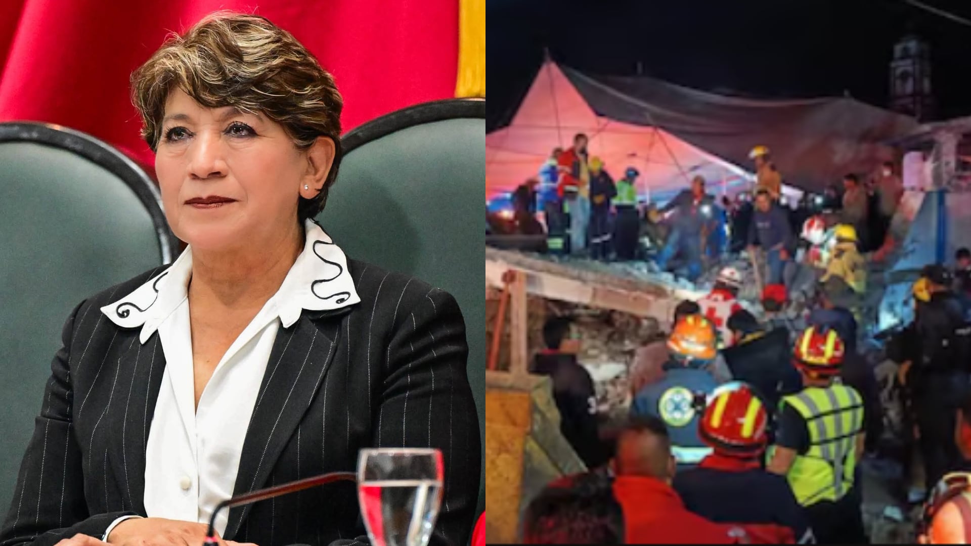La gobernadora Delfina Gómez expresa sus condolencias tras una explosión en el Estado de México mientras los cuerpos de emergencia trabajan en la zona afectada. (Infobae México)