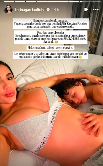 García contó que Baby K dejó la posición sentada en las últimas horas del embarazo - crédito @karinagarciaoficiall/ Instagram