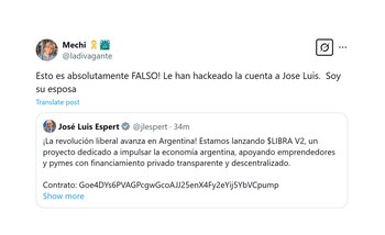 Mercedes, esposa de Espert, desmintió