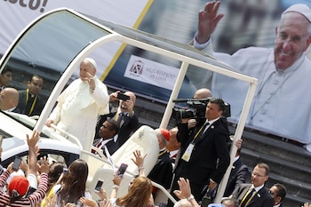 ENERO 21. Papa Francisco en ángelus desde el Palacio Arzobispal. Foto ANDINA: Carolina Urra.