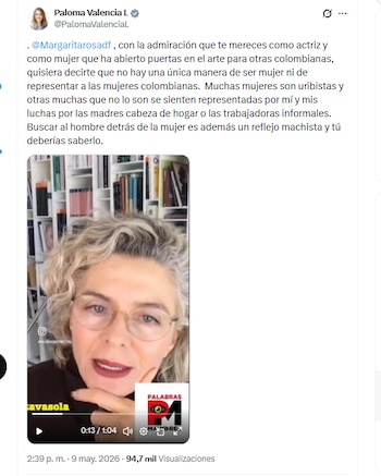 La candidata Paloma Valencia señaló a Margarita Rosa de Francisco de caer en conductas machistas - crédito @PalomaValenciaL/X