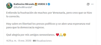 Katherine Miranda se alegró por