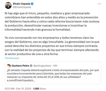 El presidente de Senado sostuvo