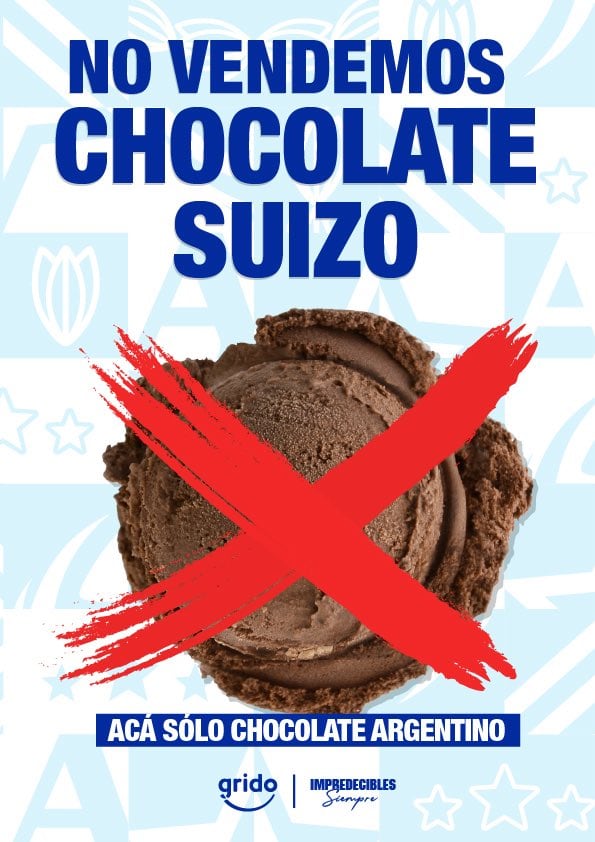 Grido no venderá chocolate suizo por el partido