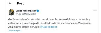 Bruce Mac Master habla de las elecciones en Venezuela - crédito @BruceMacMaster