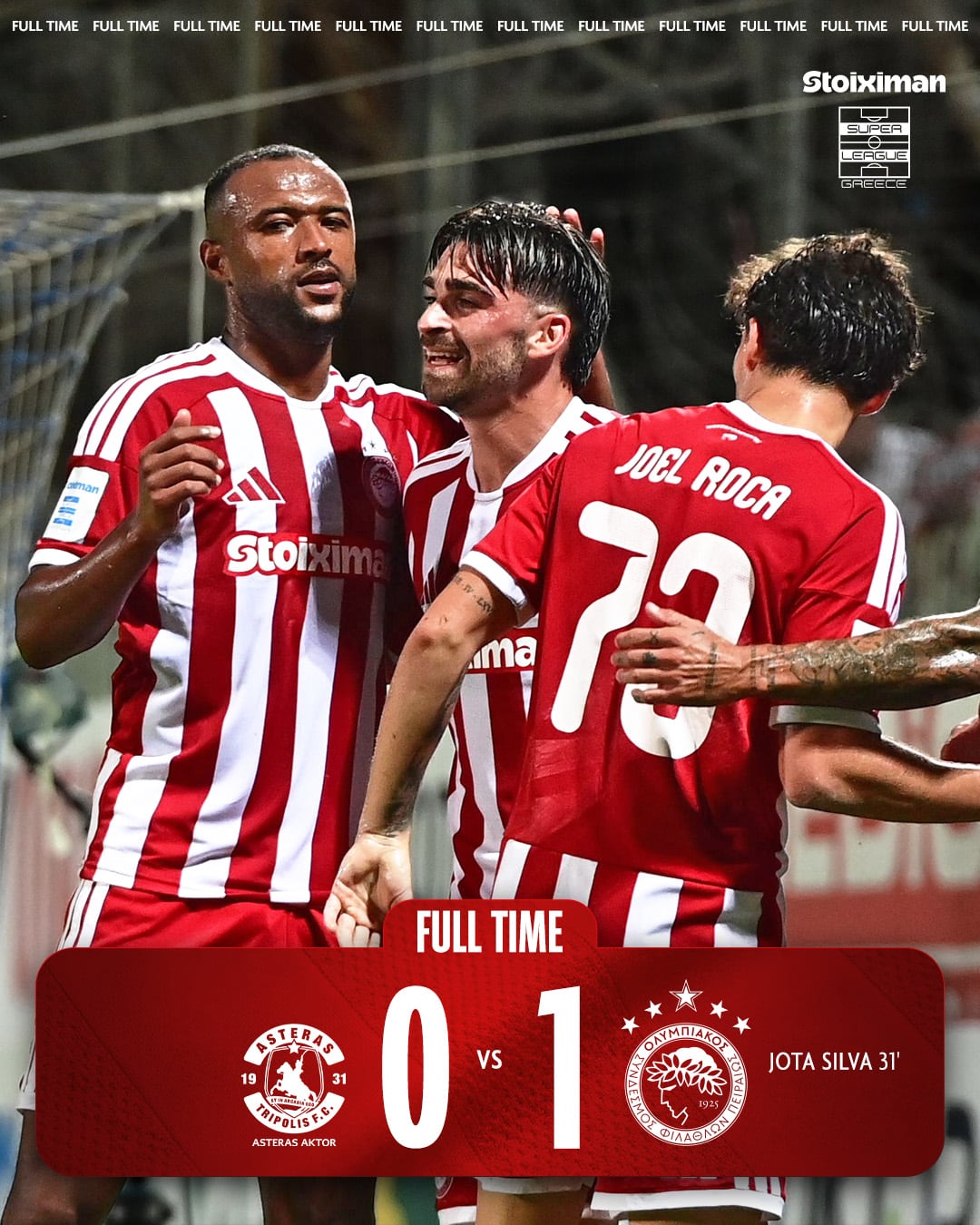 Armando “Hormiga” González debutó en Europa con Olympiacos en la victoria 1-0 sobre Asteras Tripolis. (X/ @olympiacosfc)