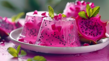 Gelatina de dragon fruit (pitahaya),