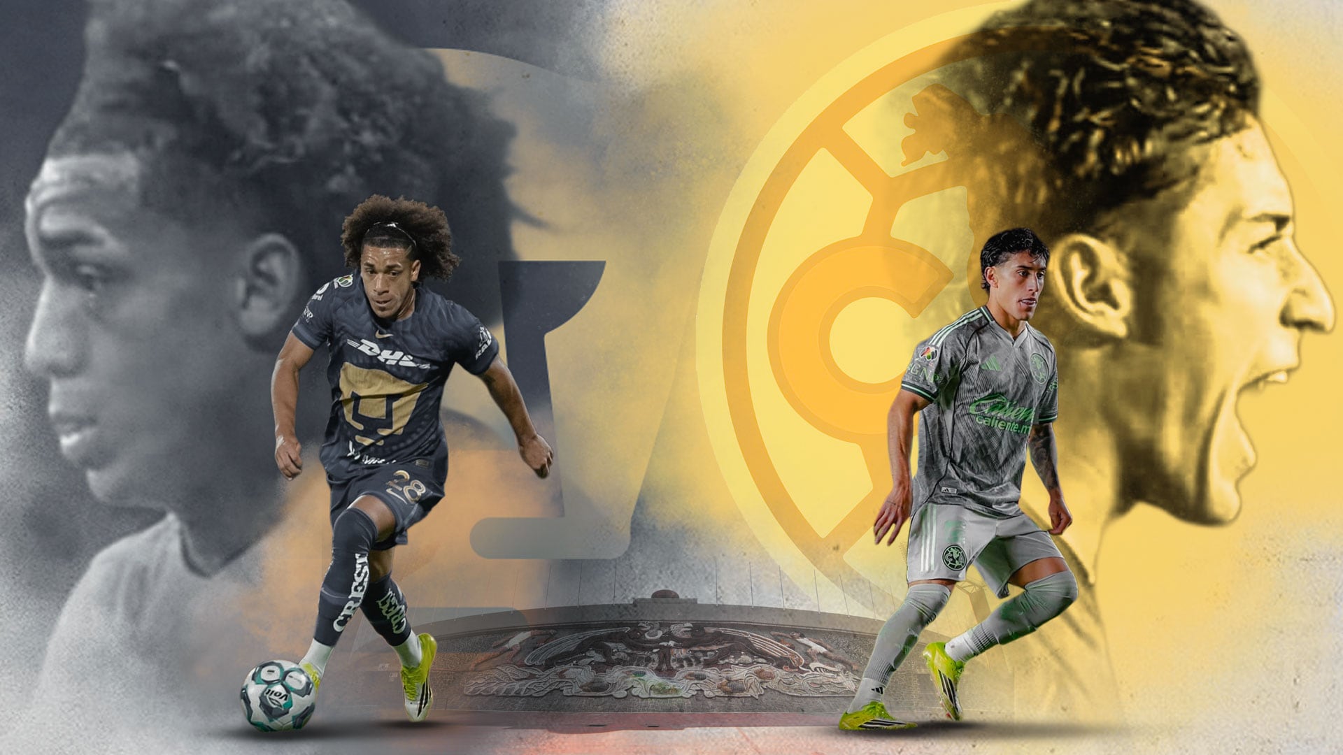 Pumas buscará consolidarse en la parte alta de la tabla con una victoria en casa, mientras que la Águilas aspiran a seguir con su buen momento e igualar en puntos a sus rivales. (Ilustración: Jesús Aviles/Infobae México)