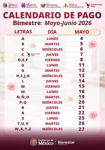 calendario mayo pensión del bienestar