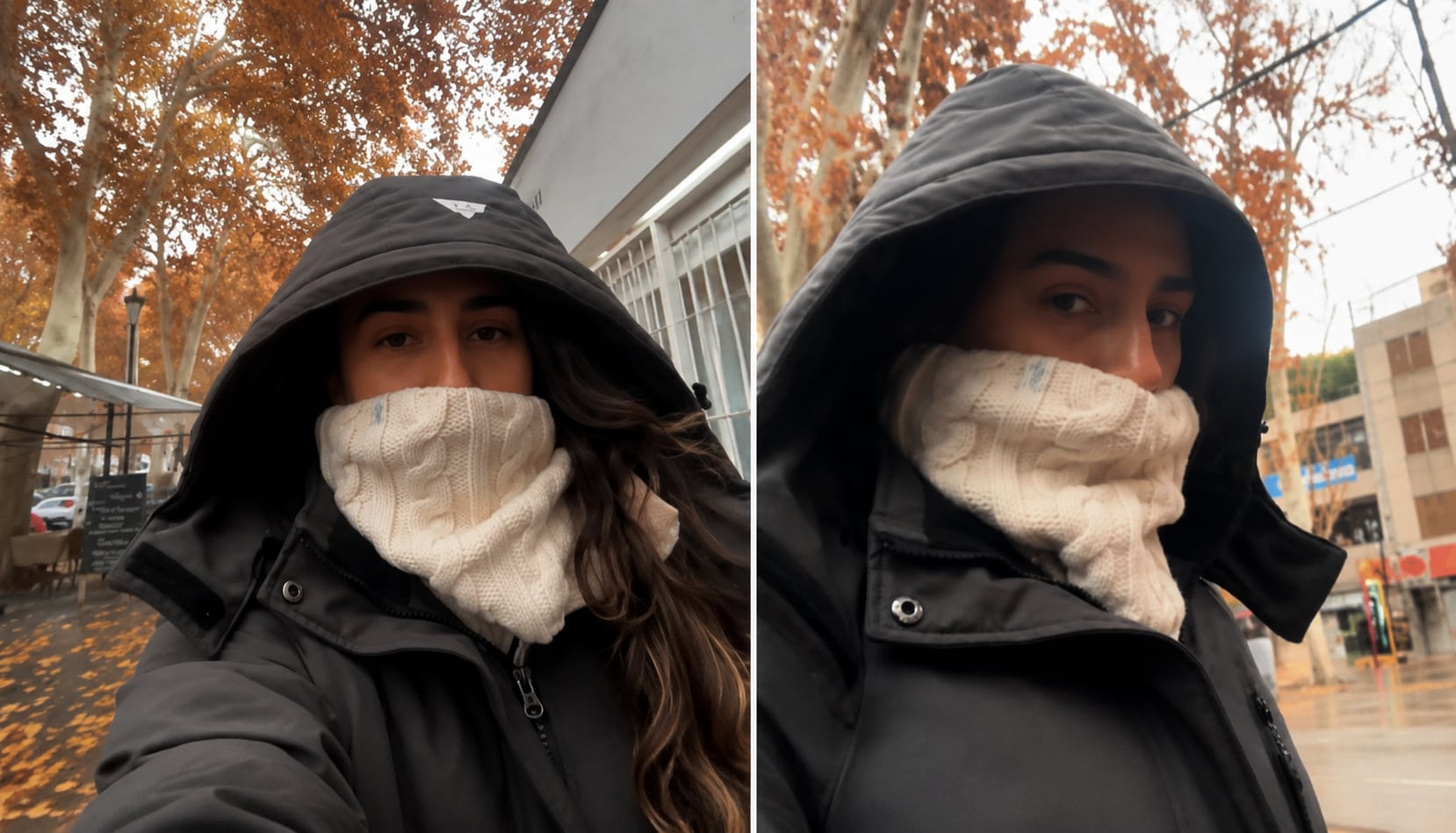 Las turistas colombianas recorrieron las calles de Mendoza abrigadas de pies a cabeza tras quedar sorprendidas por la intensa ola polar que afectó a la provincia (TikTok)