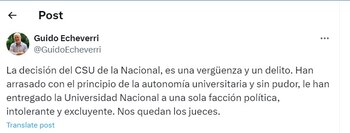 Guido Echeverry crítico la decisión