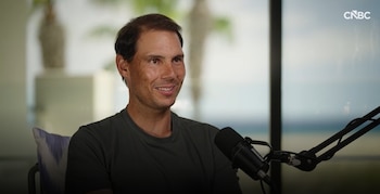 Rafa Nadal en el programa 'CNBC Meets' con la periodista Tania Bryer con motivo de la inauguración del Hotel Zel Fuerteventura.