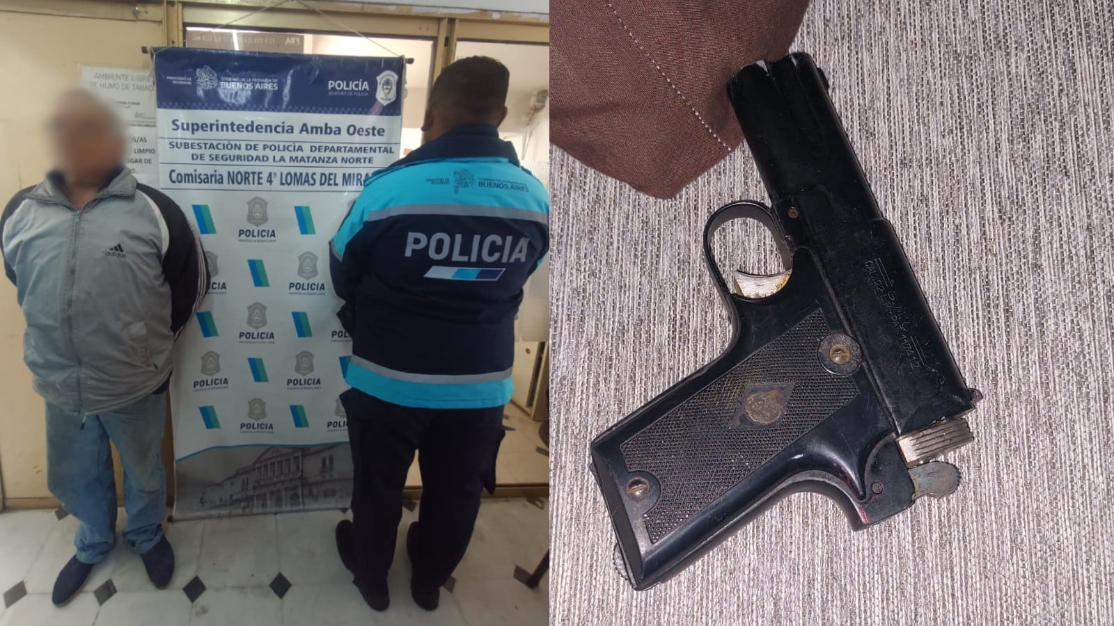 El arma incautada fue un revólver marca GMC, calibre 22 largo, que el hijastro de la víctima le quitó al agresor en el momento del hecho y entregó a la policía