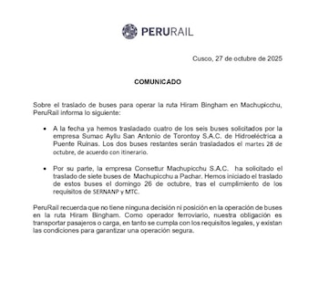 Comunicado de PeruRail