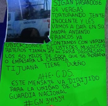 Mensaje abandonado en Tijuana
(Foto: