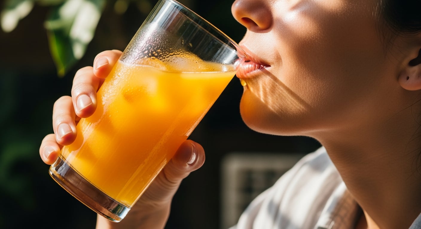 Personas con síndrome metabólico y obesidad experimentan mejoras en la función endotelial tras consumir jugo de naranja a diario (Imagen Ilustrativa Infobae)