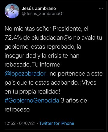 Zambrano señaló que el 72.4