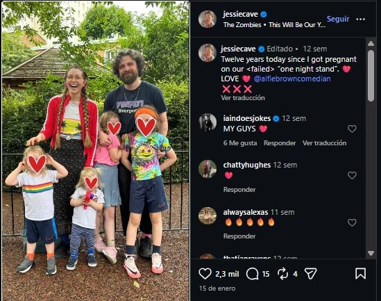 Jessie Cave celebró su aniversario número 12 con Alfie Brown. (Instagram)