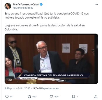 Maria Fernanda Cabal arremetió contra