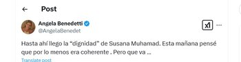 Ángela Benedetti cuestionó la renuncia de la ministra de Ambiente - crédito @AngelaBenedet