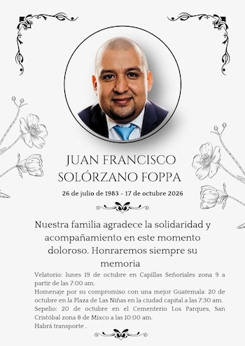 El abogado Juan Francisco Solórzano Foppa y Gustavo Adolfo Aguilar Gamarro murieron el sábado 17 de octubre tras un ataque armado en el Campo Marte.
