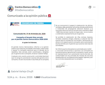 Con este comunicado, el Centro