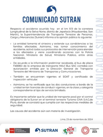Comunicado de Sutran