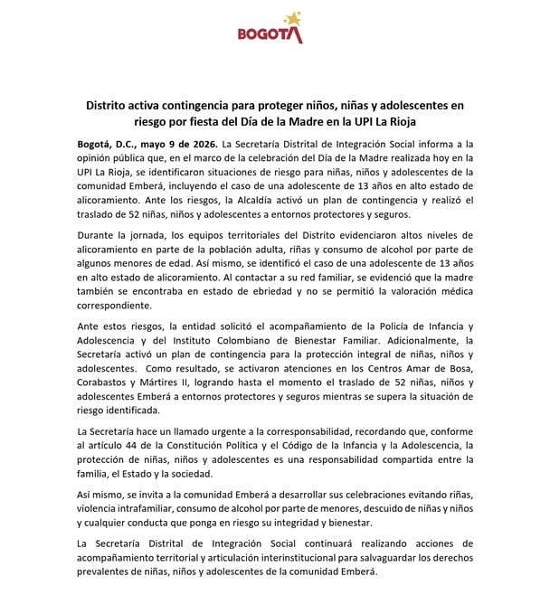 En la UPI La Rioja se reportaron riñas, consumo de alcohol y presuntos riesgos para menores durante una celebración del Día de la Madre. - crédito Integración Social
