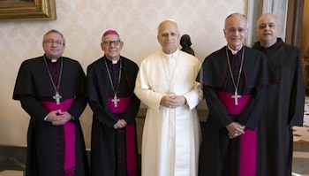 Fue el primer encuentro con los obispos nicaragüenses que sufrieron amenazas, destierro, cárcel y persecución registrada en agosto de 2025. (Foto: Vatican Media)