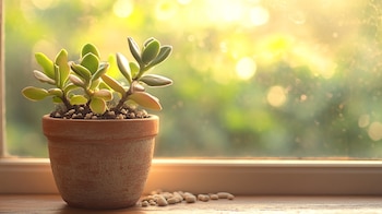 Maceta elegante con una Crassula