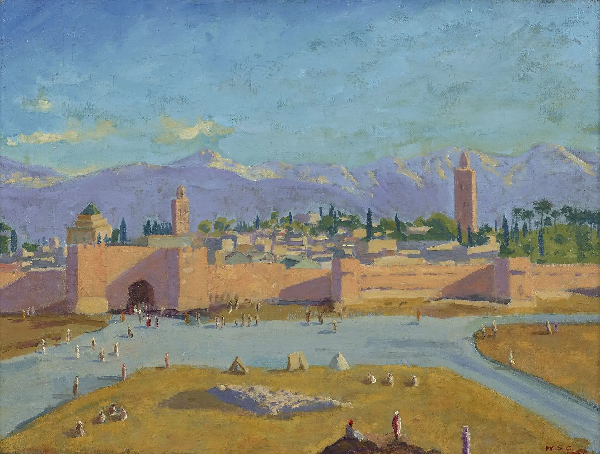 “The Tower of the Koutoubia Mosque” (1943). Los curadores sostienen que el estilo de Winston Churchill estuvo influido por Monet y el impresionismo francés, aunque quedó al margen de las vanguardias del siglo XX