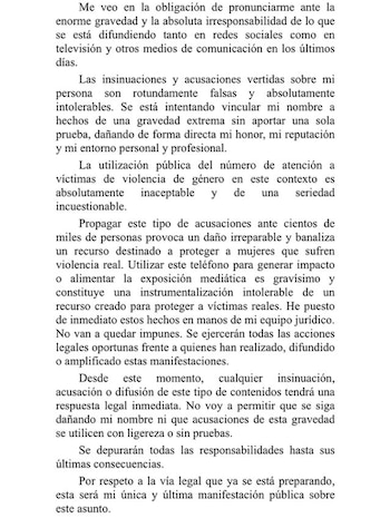 Comunicado de Carlo Costanzia en