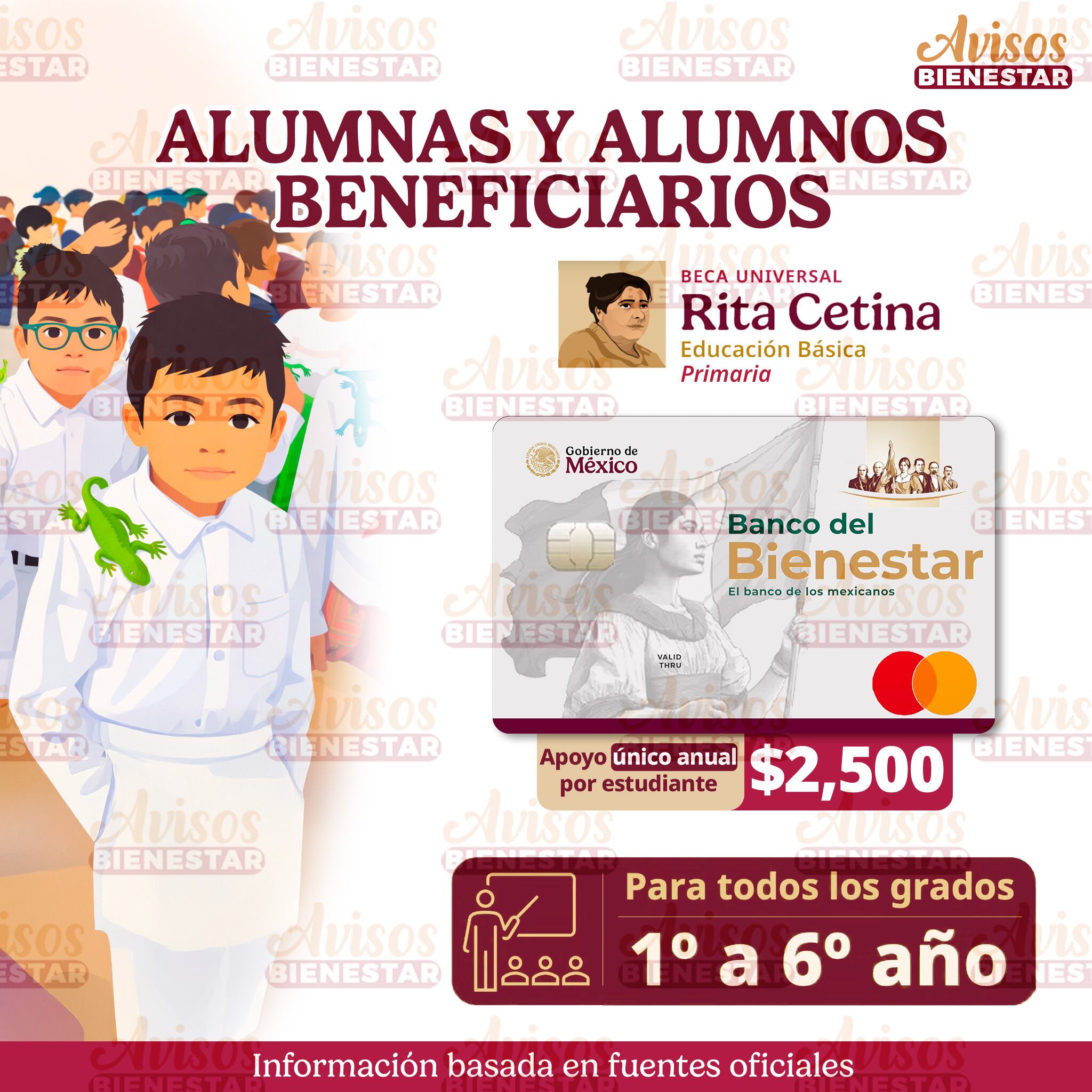 A partir de 2026, la Beca Rita Cetina se ampliará a la educación primaria con un apoyo anual de 2 mil 500 pesos por estudiante para uniformes y útiles escolares