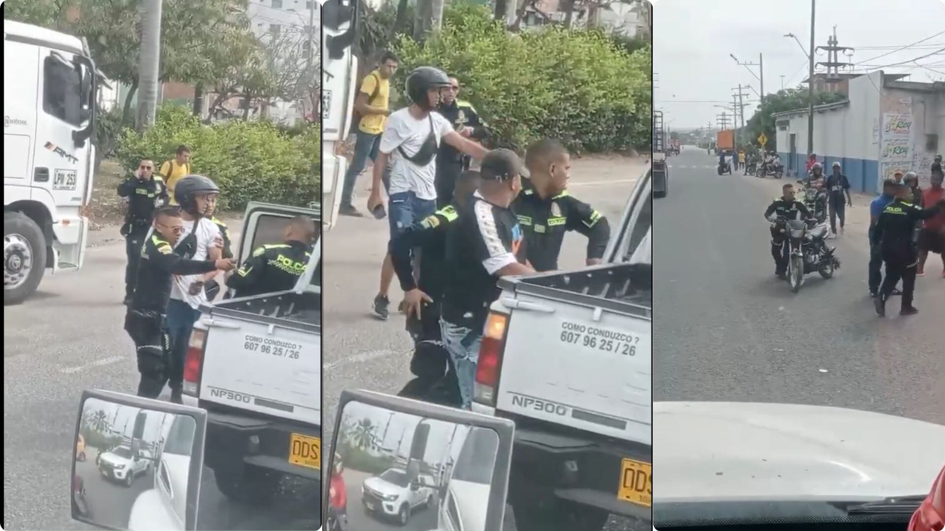Los dos sujetos fueron detenidos por la policía y transportados en un vehículo particular - crédito composición fotográfica