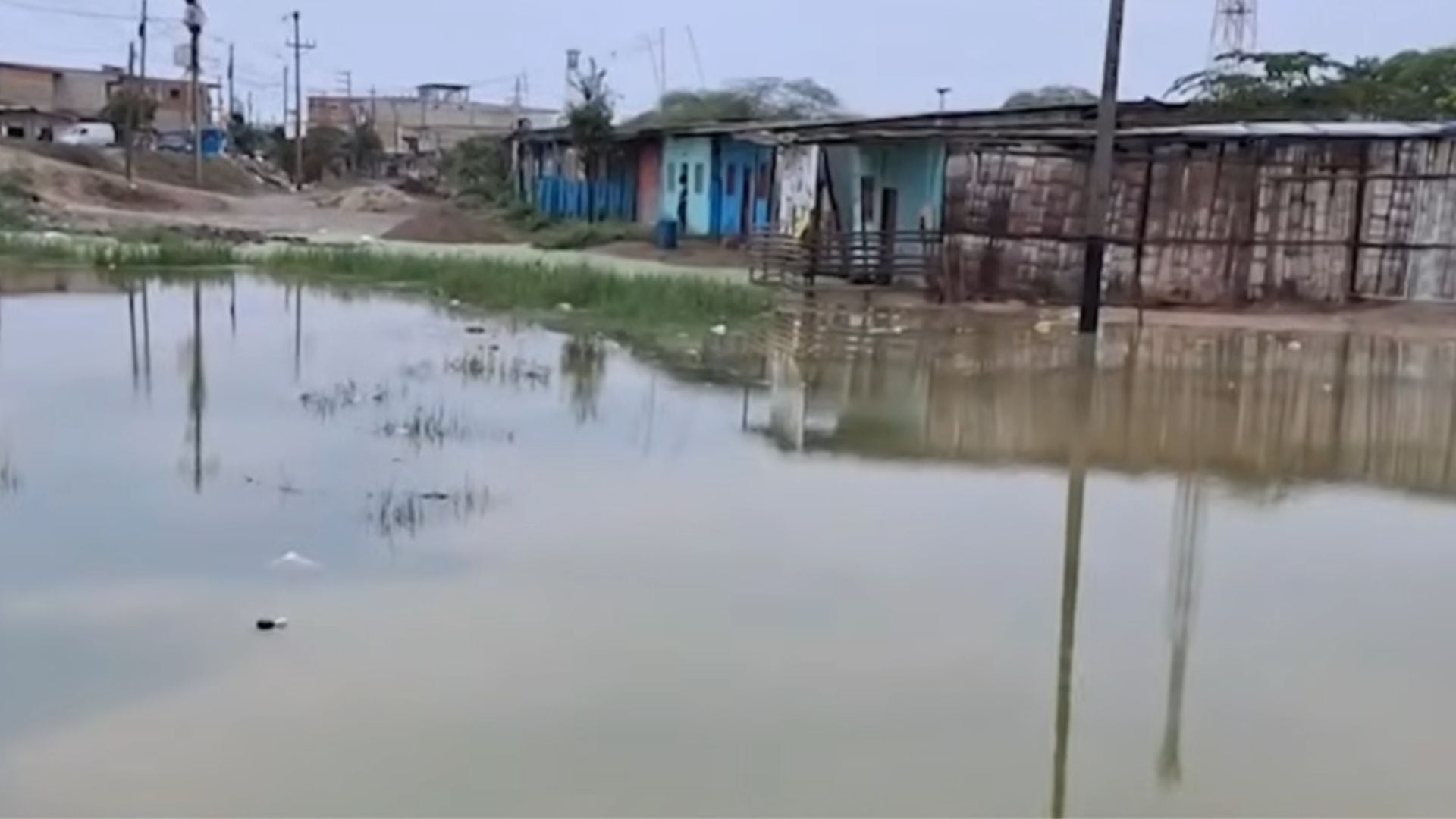 Los vecinos de Santa Rosa pidieron apoyo para retirar el agua acumulada y evitar mayores daños materiales en sus hogares - Créditos: Captura de pantalla de Panamericana TV.