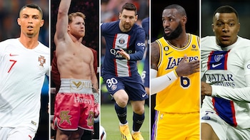 Cristiano Ronaldo, Canelo álvarez, messi, lebron james y Kylian Mbappé