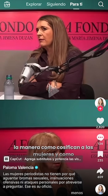 Paloma Valencia alertó sobre maltrato a mujeres periodistas - crédito @palomavalencial/TikTok