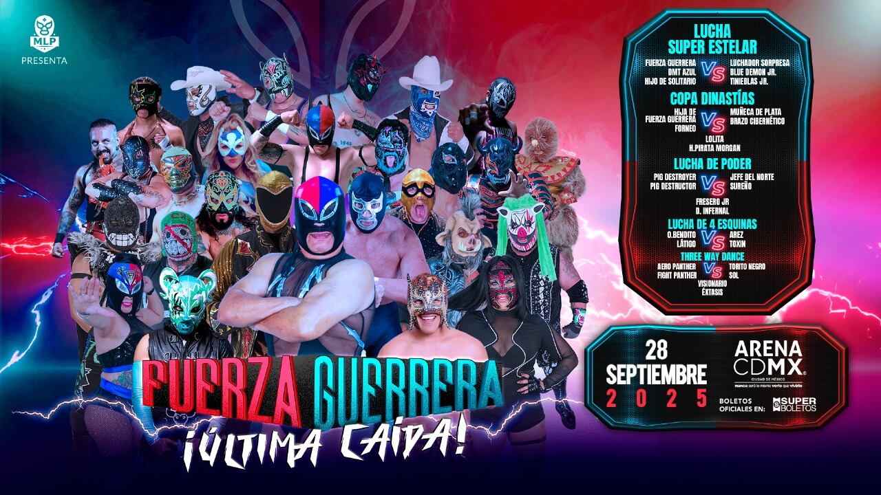 La lucha estelar reunirá a Fuerza Guerrera, DMT Azul y El Hijo del Solitario contra grandes rivales.