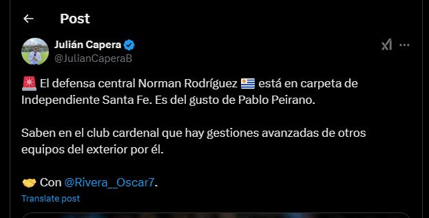 El Cardenal ya piensa para lo que será el 2025- @JulianCaperaB / X