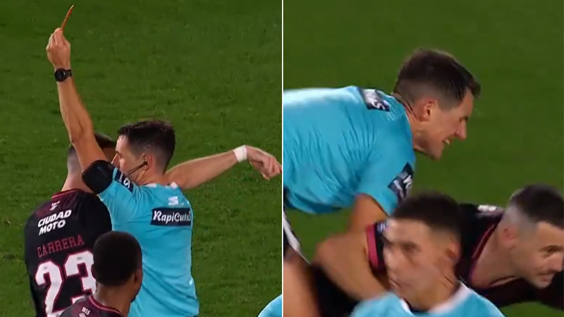 La secuencia de la expulsión y el tackle al árbitro