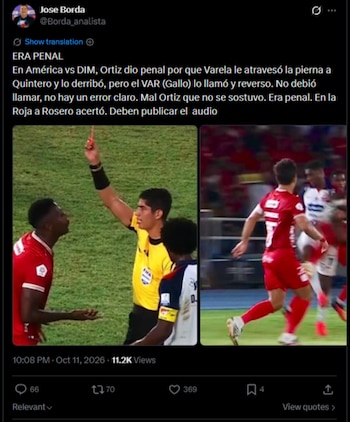 El exárbitro afirmó que el tiro penal si era-crédito @BordaAnalista/X