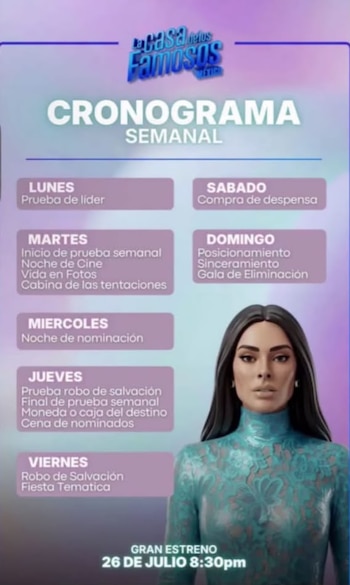 Cronograma de La Casa de los Famosos México 2026 - (Captura de pantalla)
