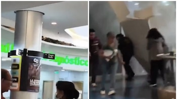 Parte del techo de un centro comercial en Bogotá se cayó encima de un guarda de seguridad: así se vivieron los momentos de pánico
