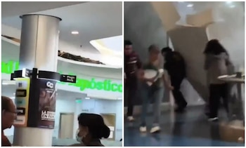 Parte del techo del tercer piso de Plaza Central se desplomó el 15 de julio y generó momentos de pánico en el centro comercial - crédito X