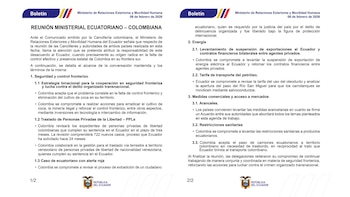 Ecuador señaló que Colombia autorizo