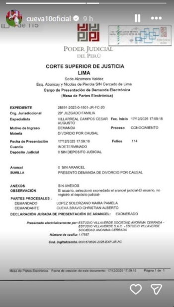 Christian Cueva presenta demanda de